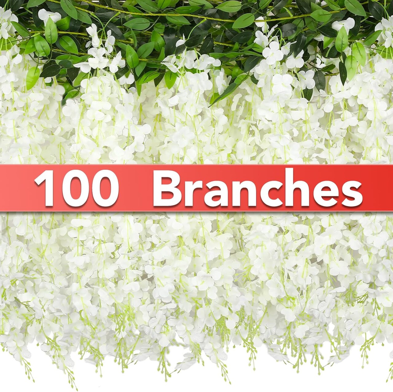 Wisteria Artificial Flowers Garland,10Pcs Total 60ft Silk Fake White Wisteria Flowers Hanging for Home Garden Wedding Arch Party Indoor Outdoor Decor